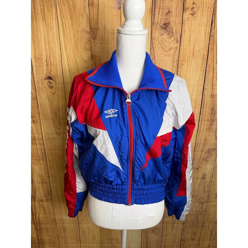 Vintage Umbro Premier Full Zip Track Jacket Red White Blue Women's Size M